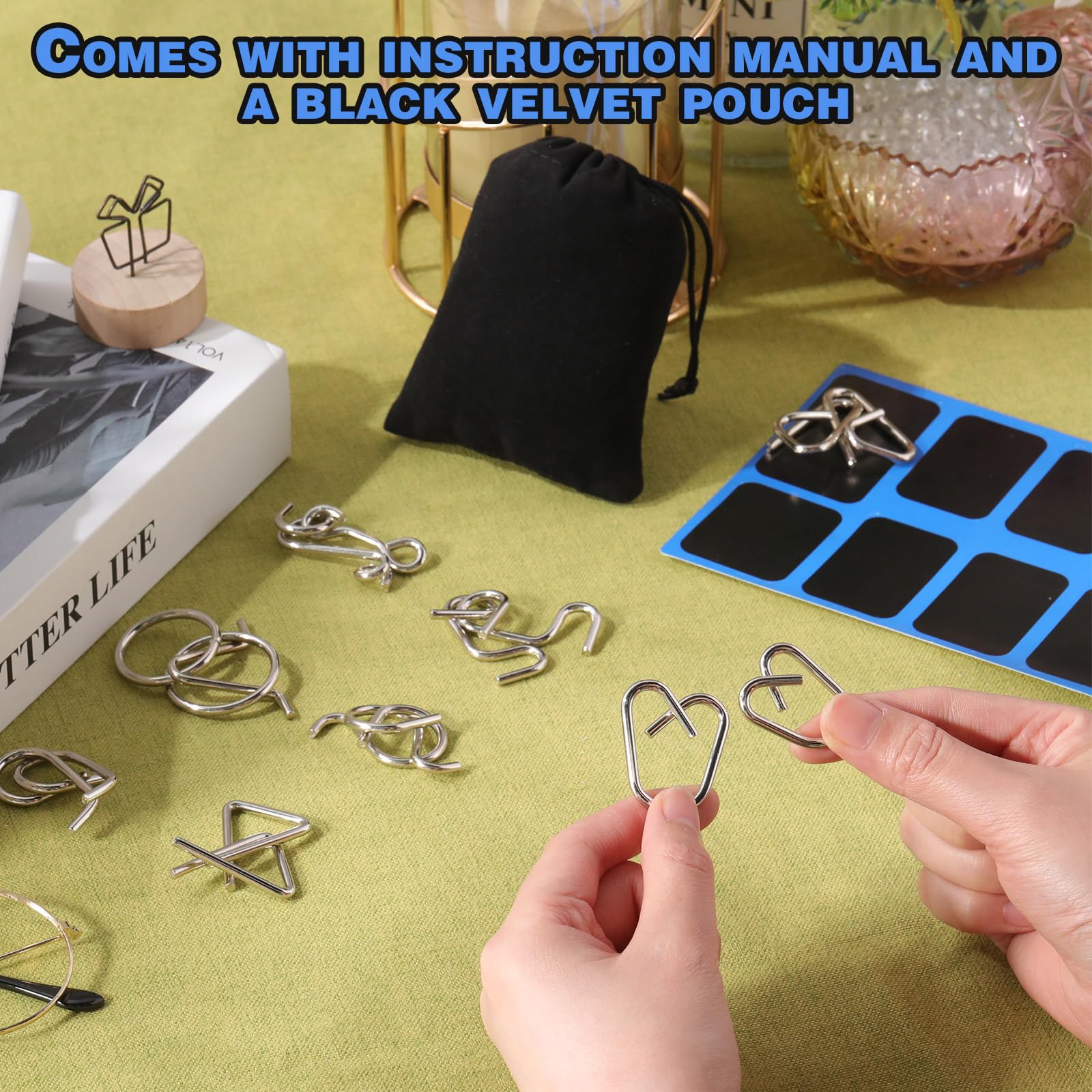 Amazon.com: Yilloog Metal Wire Puzzle Set of 8 with Pouch, Brain